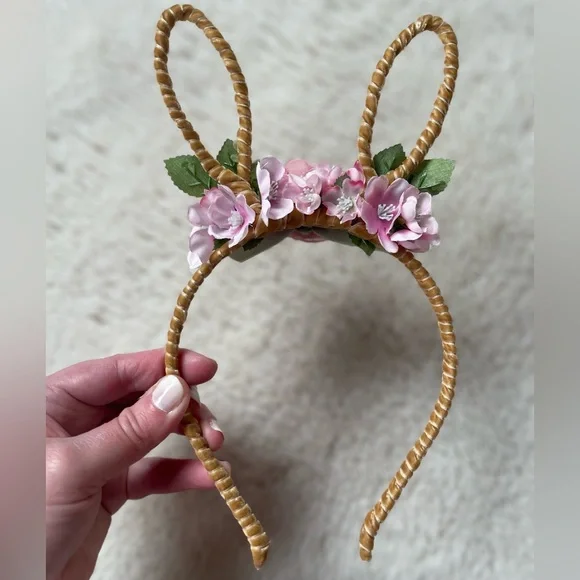 English Rose Garden Velvet Bunny Ear Headband